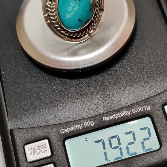 Vintage Southwestern Silver Ring with Turquoise - Picture 11 of 16